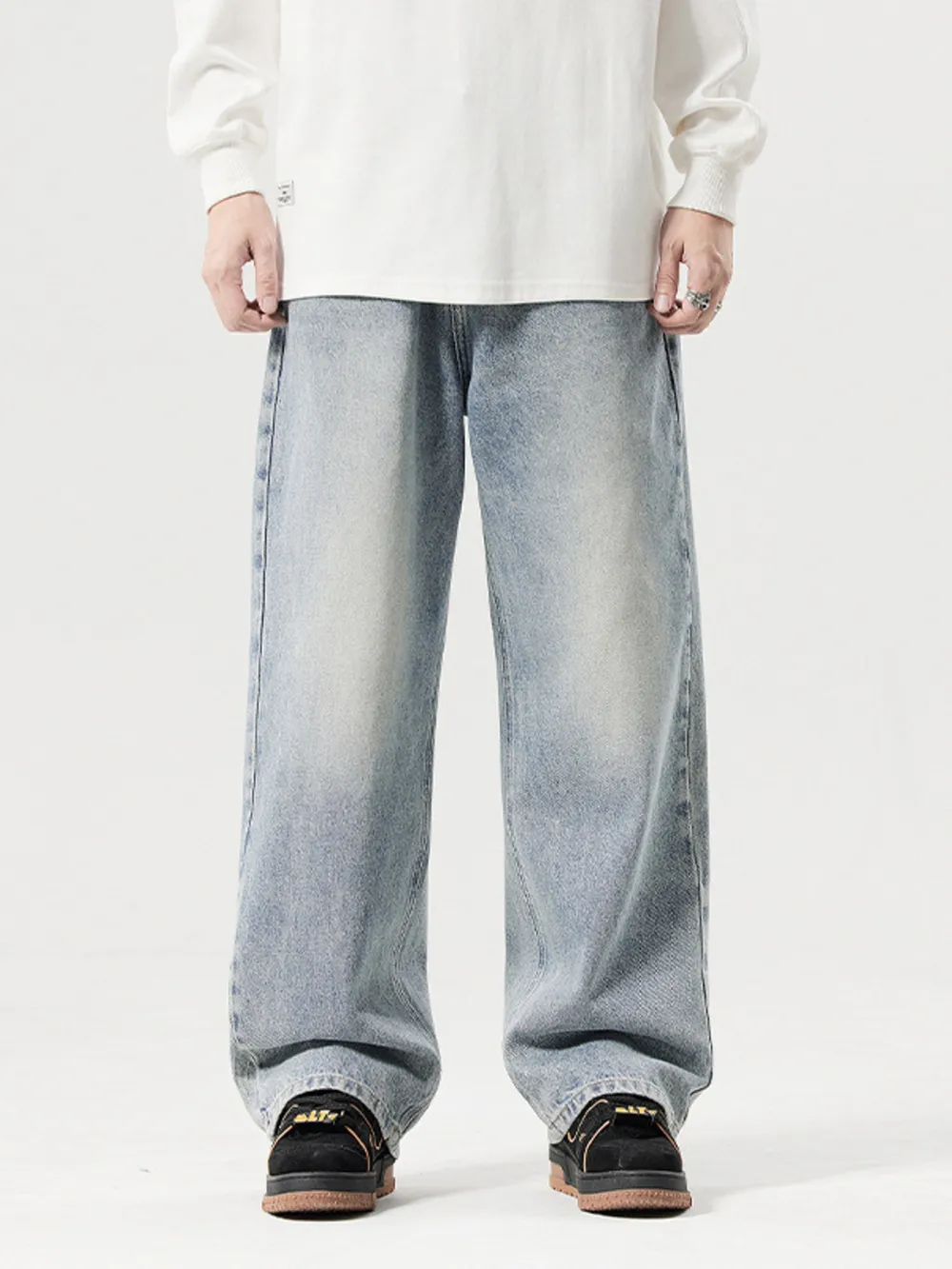 Men's Vintage Wash Wide Leg Jeans