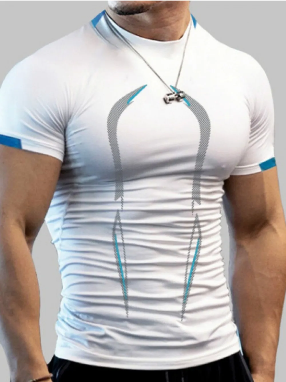 Men's Full Size Mock Neck Short Sleeve Active T-Shirt Plus Size, image 4