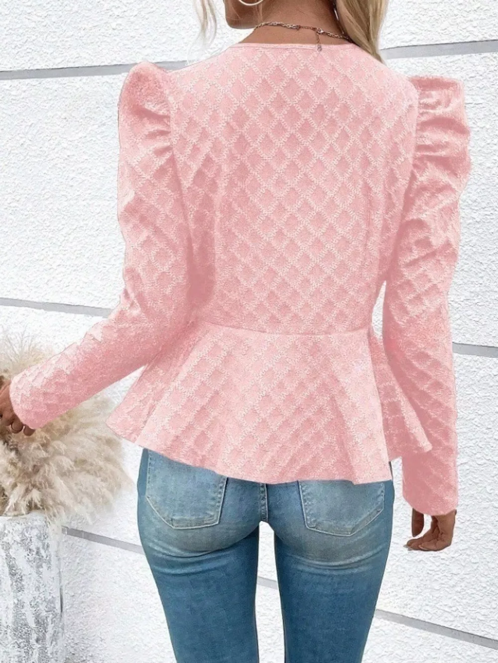 Puff Sleeve Textured Jacquard Jacket, image 9