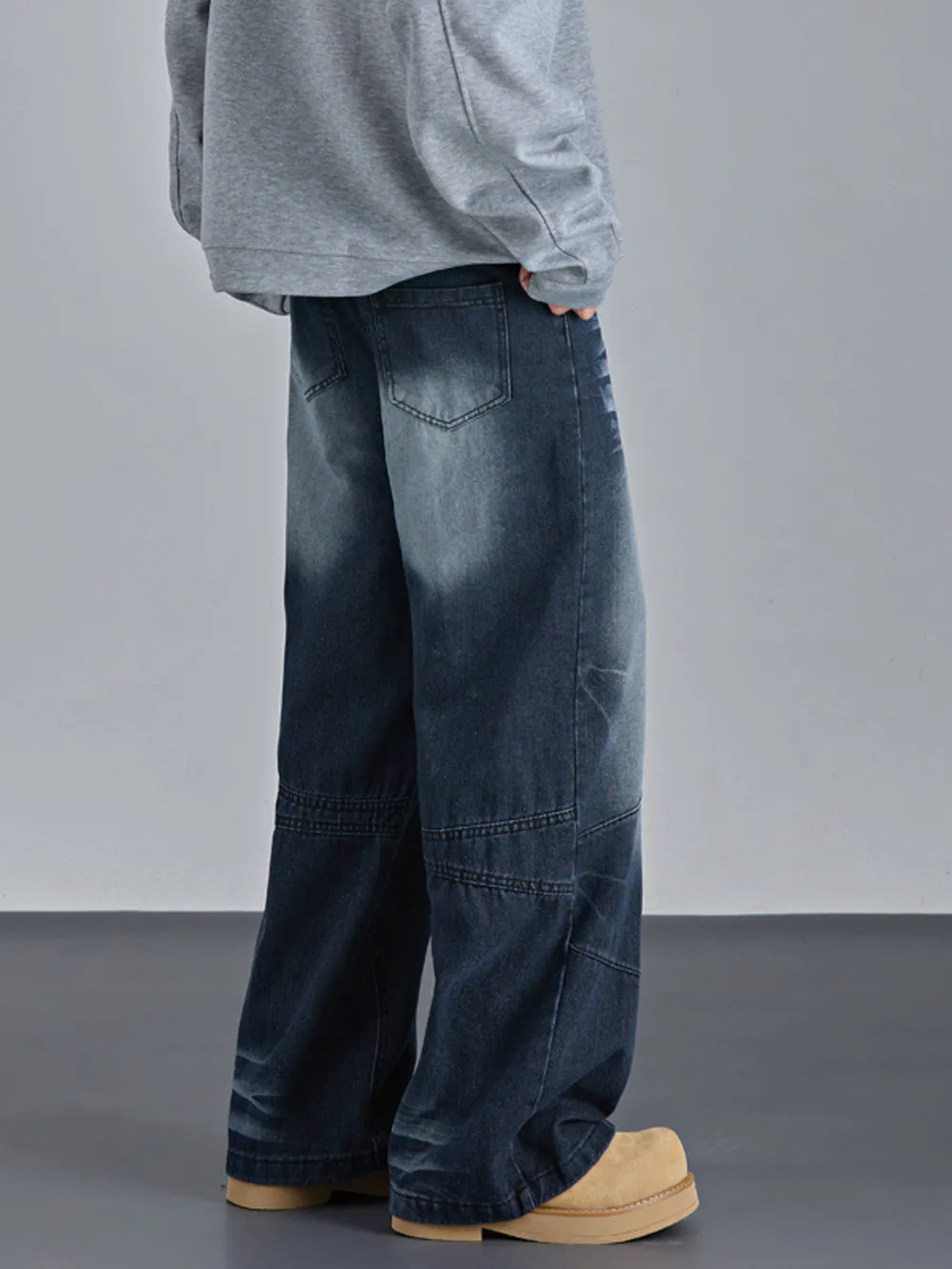 Men's Vintage Wash Wide Leg Jeans, image 5