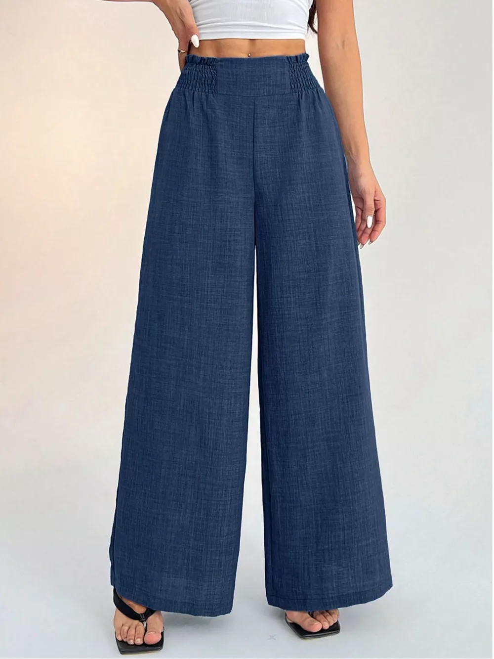 Elastic Waist Wide Leg Pants, image 3