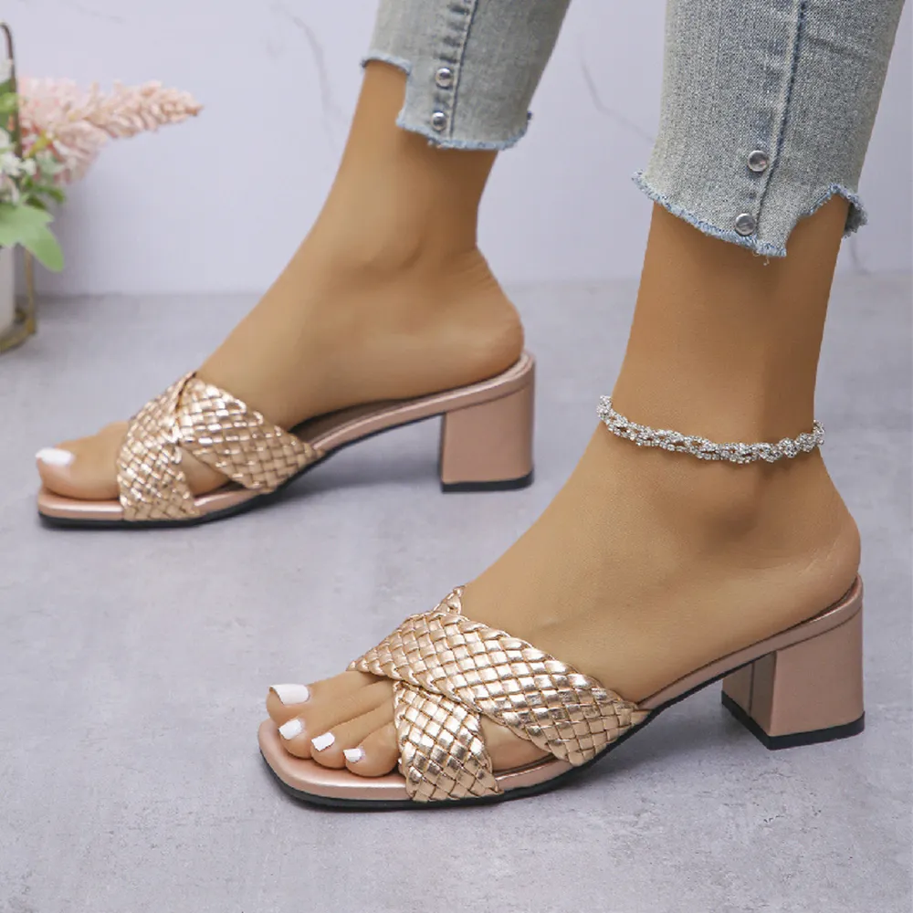 Crisscross Block Heels Sandals, image 7