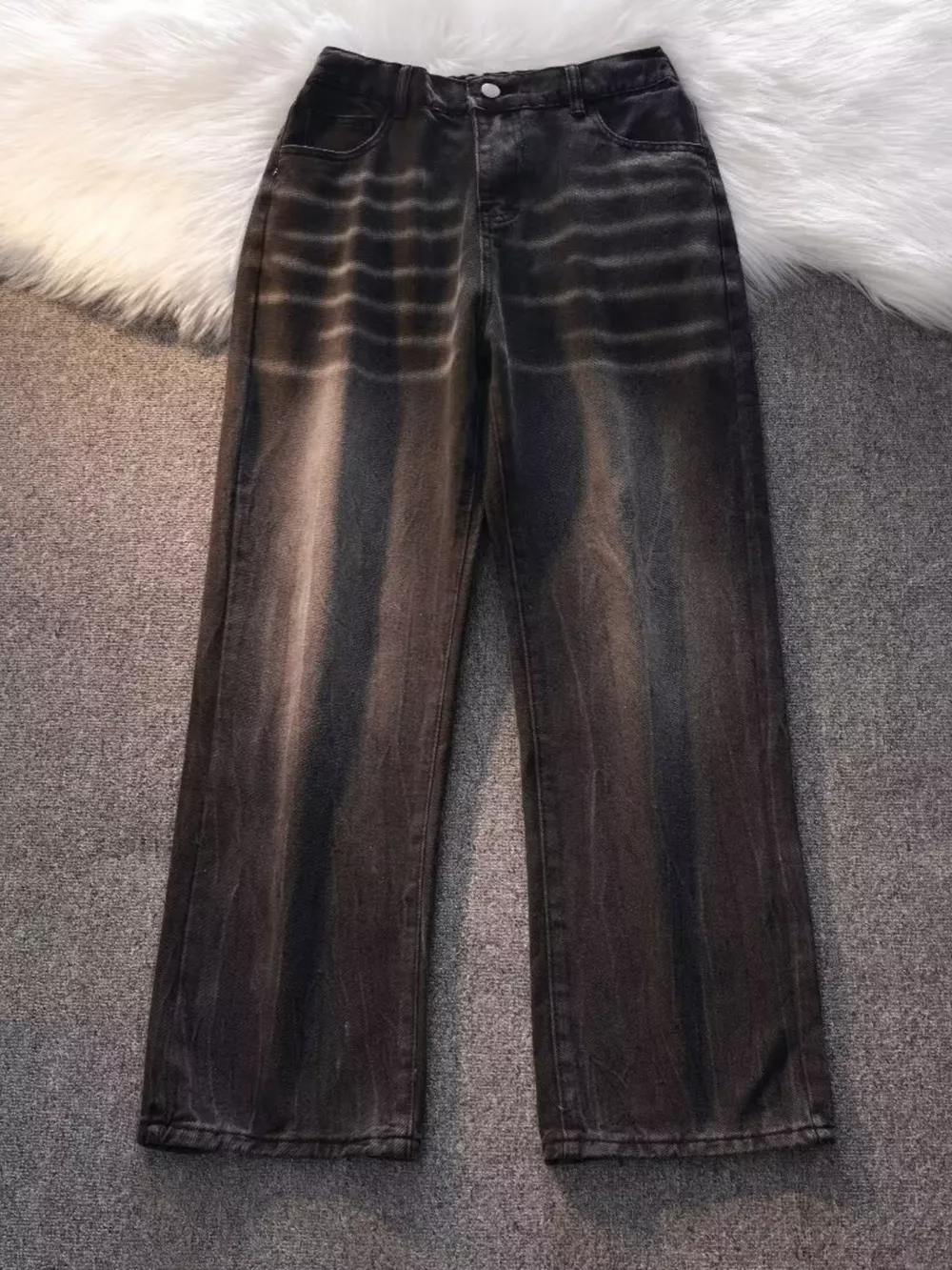 Men's Full Size Wash Straight Leg Jeans Plus Size