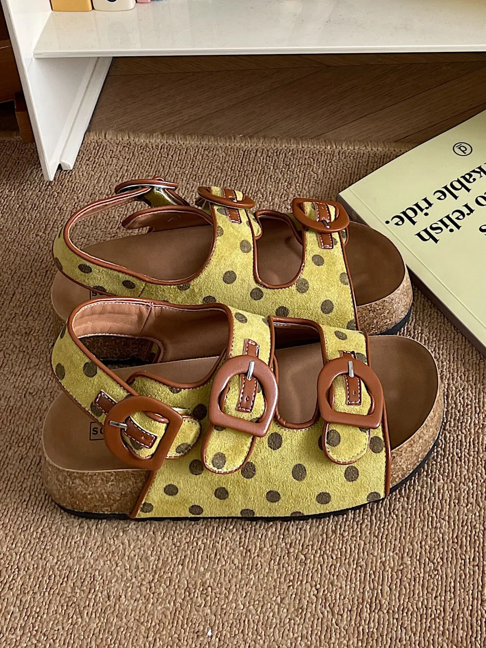 Polka Dot Double Buckle Platform Sandals, image 3