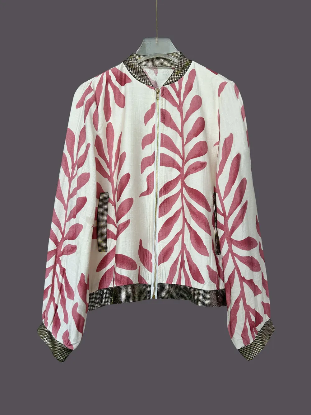 Printed Zip Up Long Sleeve Jacket, image 7