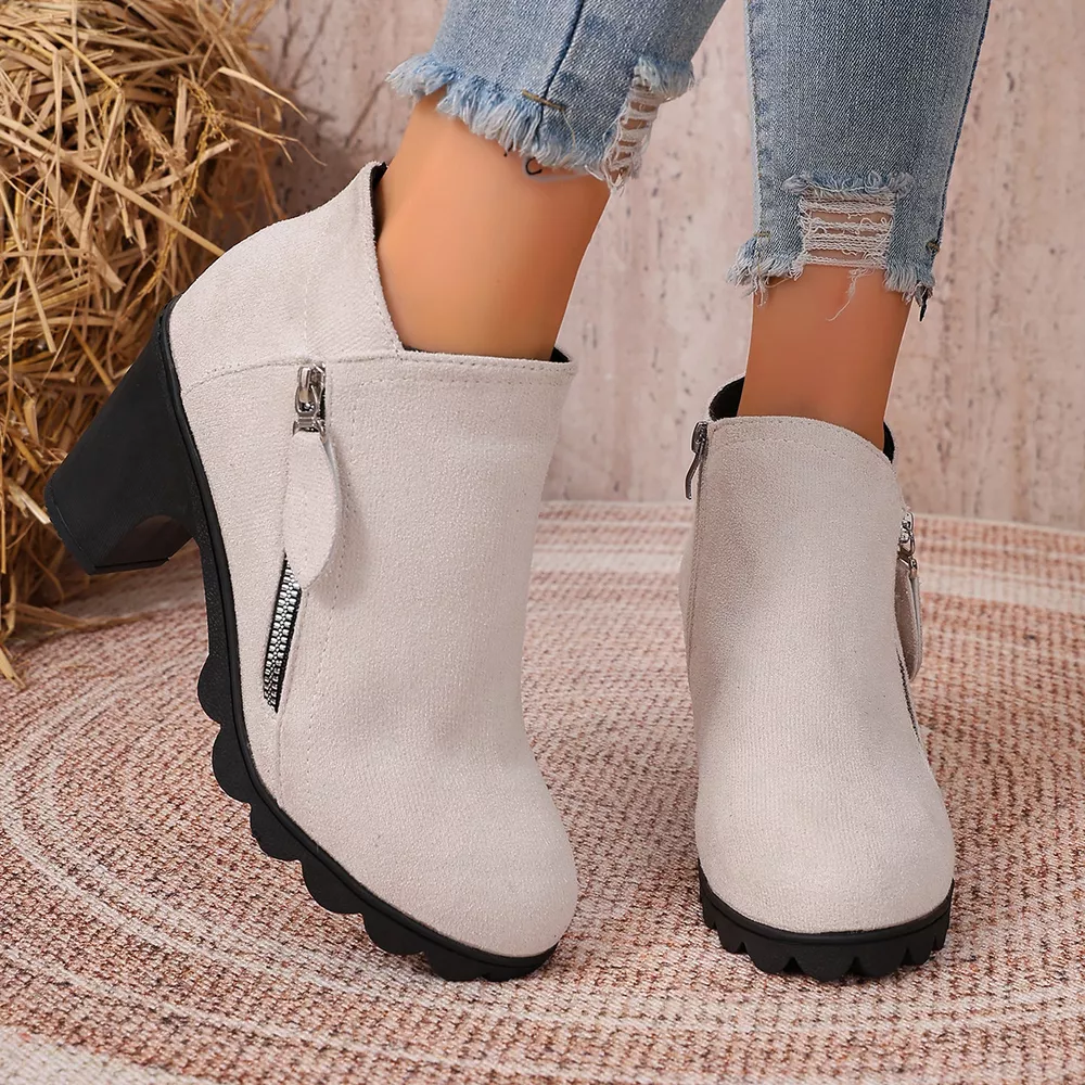 Round Toe Block Heels Boots, image 5