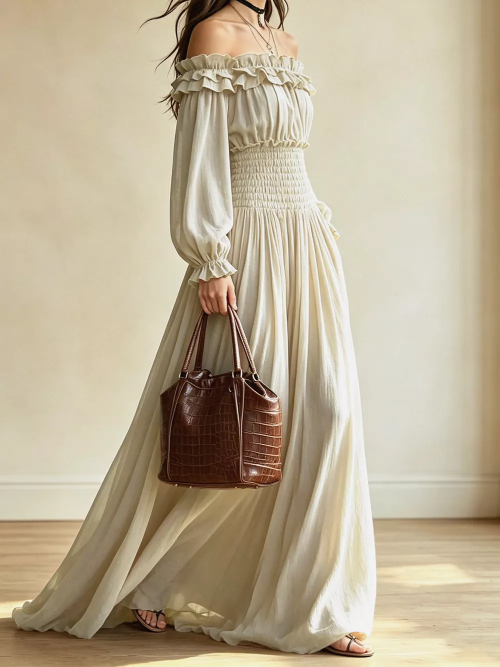 Full Size Off-Shoulder Ruffled Maxi Dress with Smocked Waist Plus Size, image 3