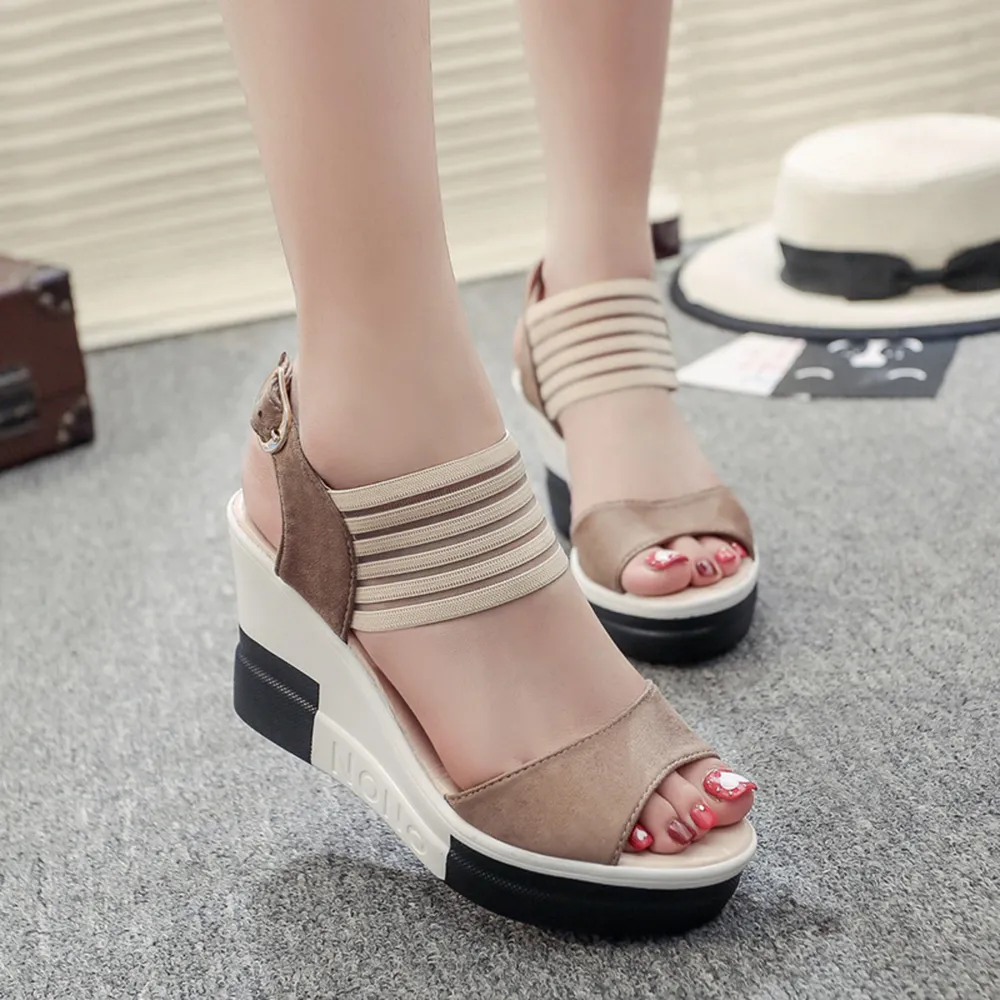 Contrast Platform Wedge Sandals, image 4