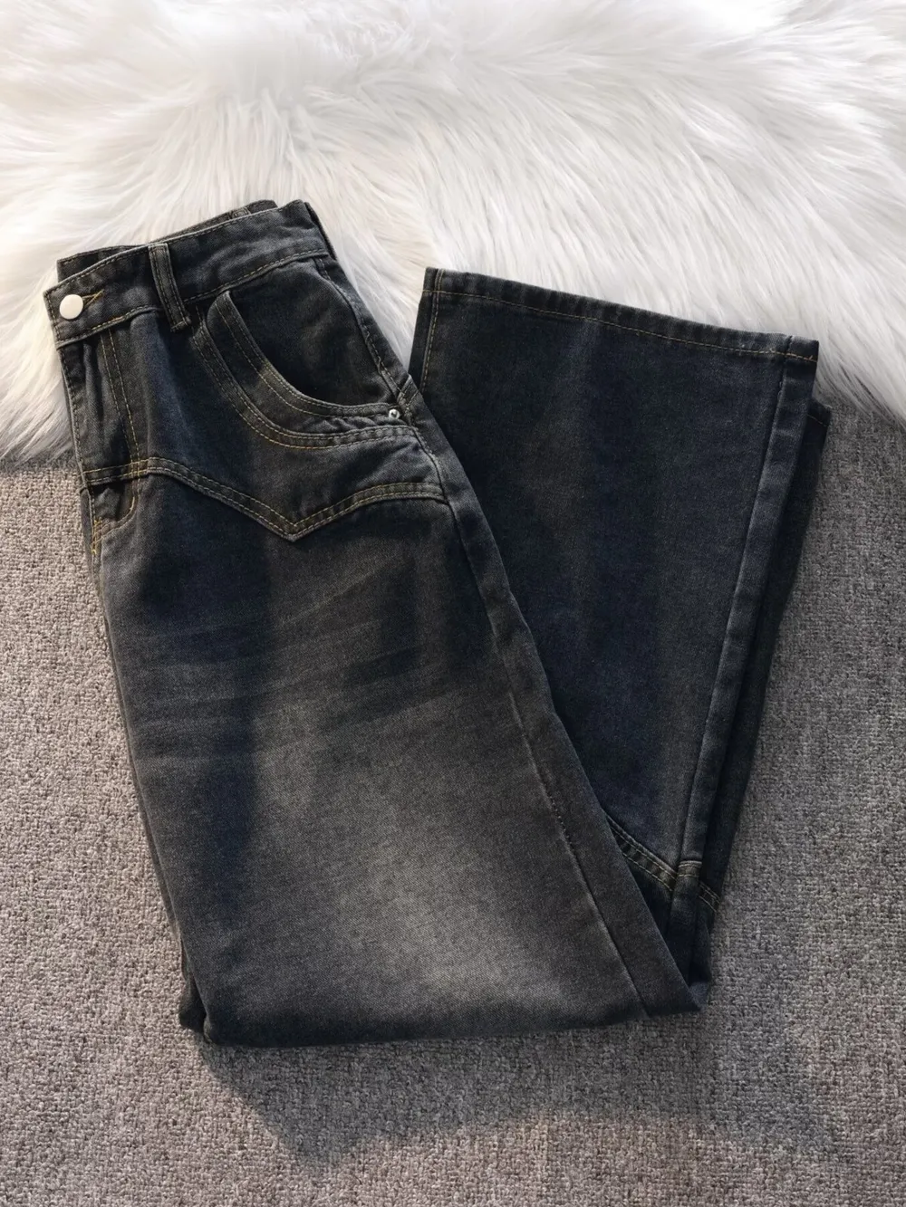 Men's Vintage Wash Wide Leg Jeans, image 5