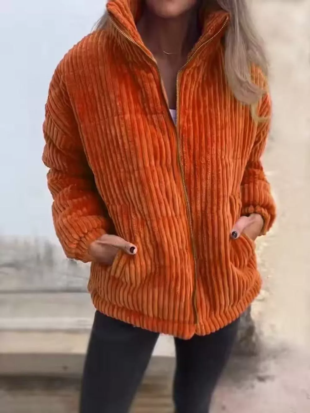 Full Size Zip Up Turtleneck Long Sleeve Winter Coat Plus Size, image 5