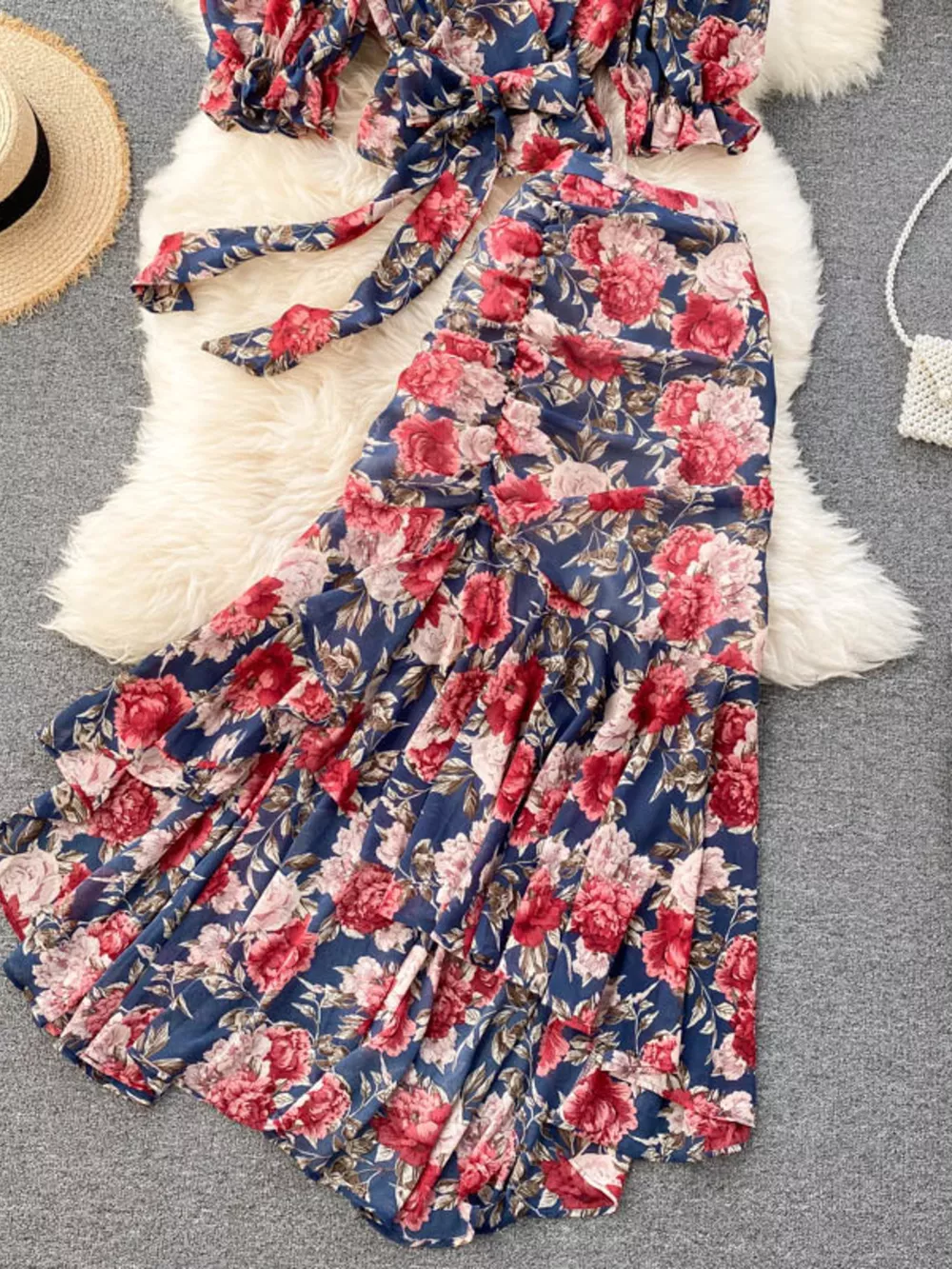 Floral Print Crop Top and Skirt Set, image 7