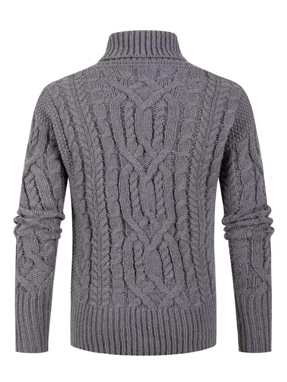 Men's Plus Size Shawl Collar Cable Knit Sweater, image 2