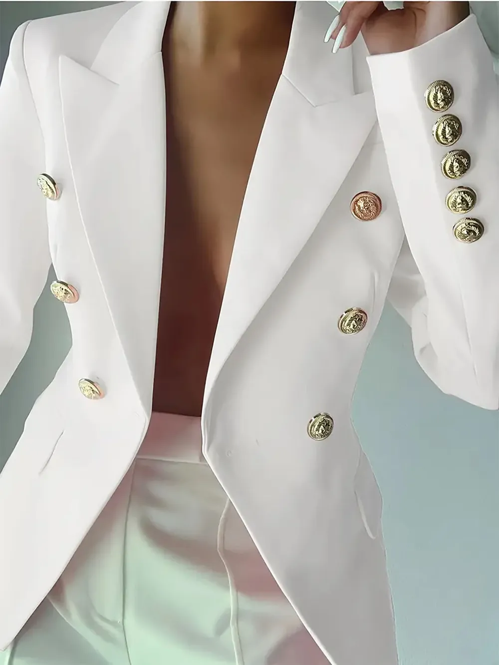 Decor Button Lapel Collar Blazer, image 23