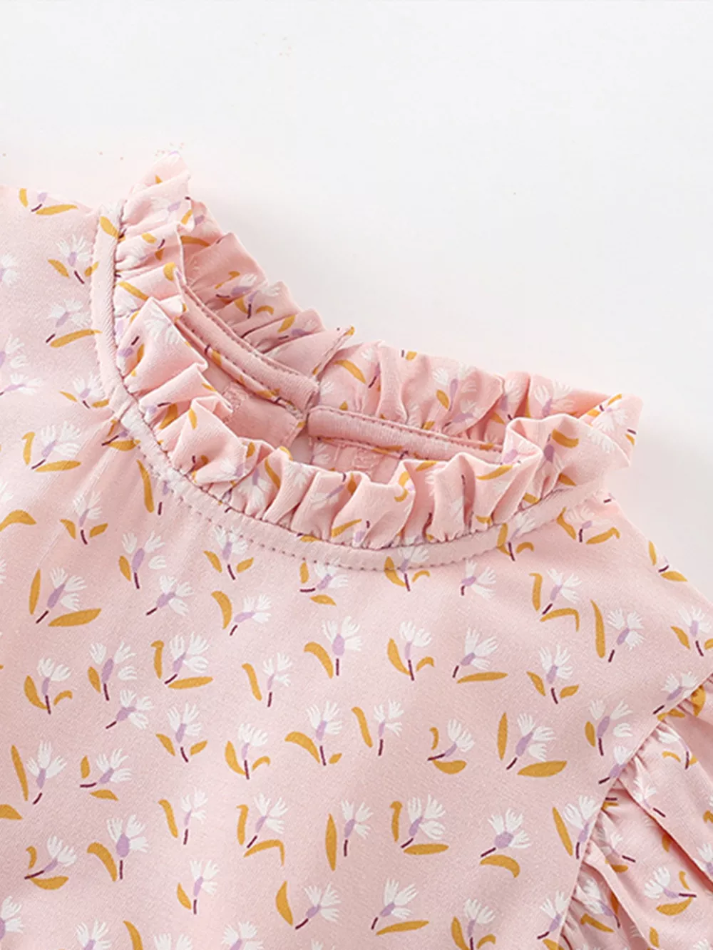 Children's Floral Print Ruffle Sleeve Tiered Dress, image 4