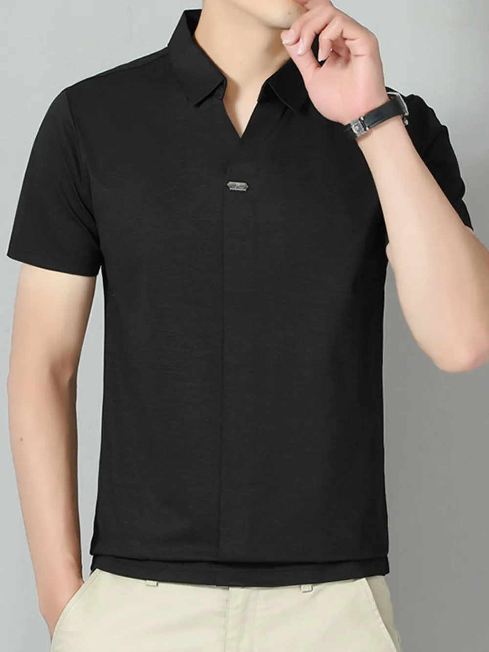 Men's Plus Size Collared Neck Short Sleeve Polo, image 8