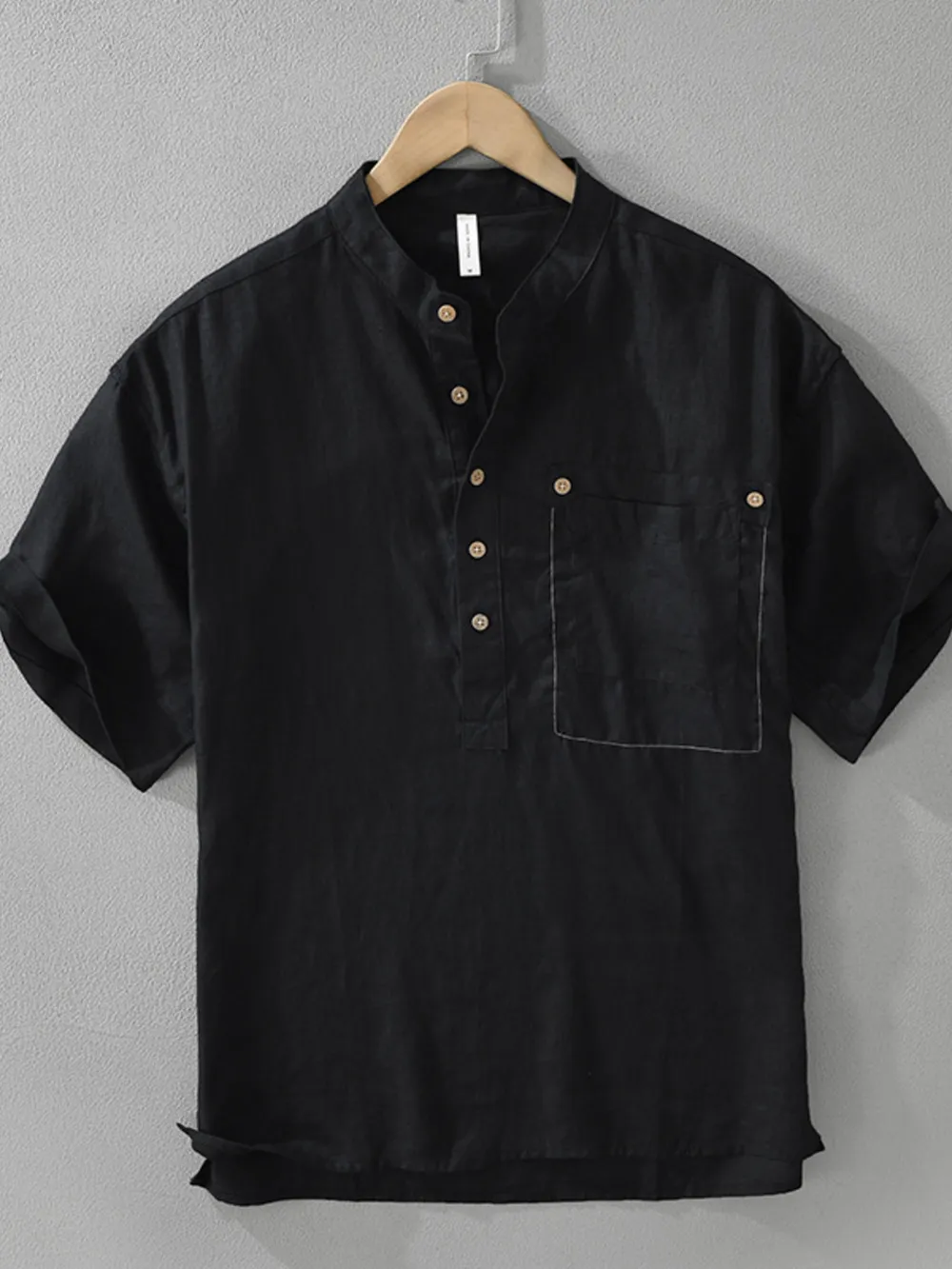 Men's Plus Size Button Detail Short Sleeve Blouse, image 4