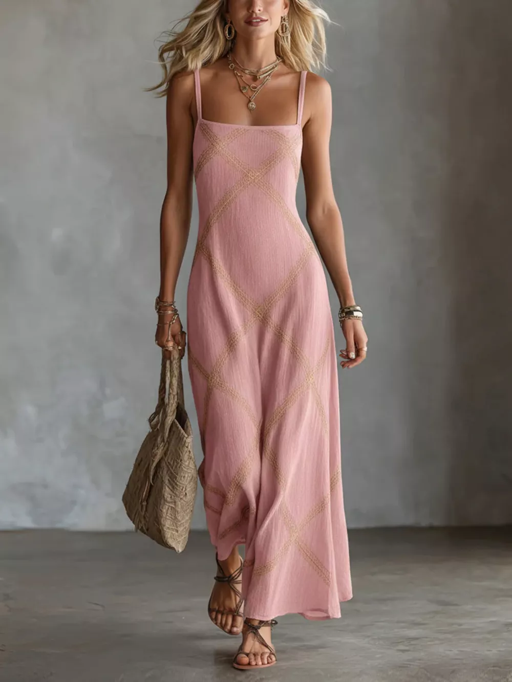 Full Size Square Neck Maxi Dress Plus Size, image 4