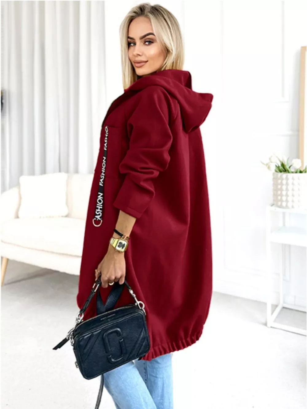 Full Size Zip Up Longline Hooded Outerwear Plus Size, image 6