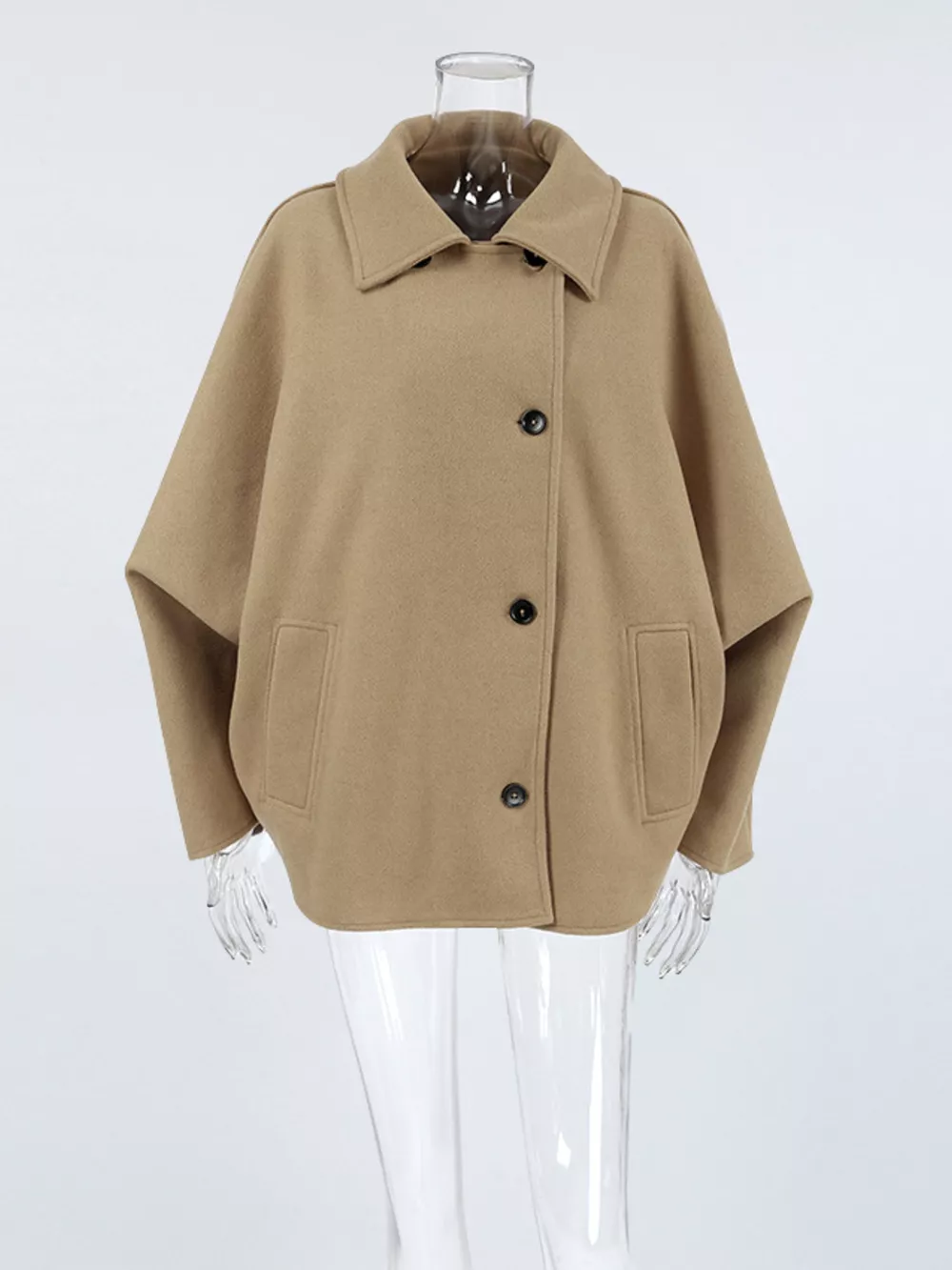 Oversized Lapel Collar Button-Down Coat, image 23