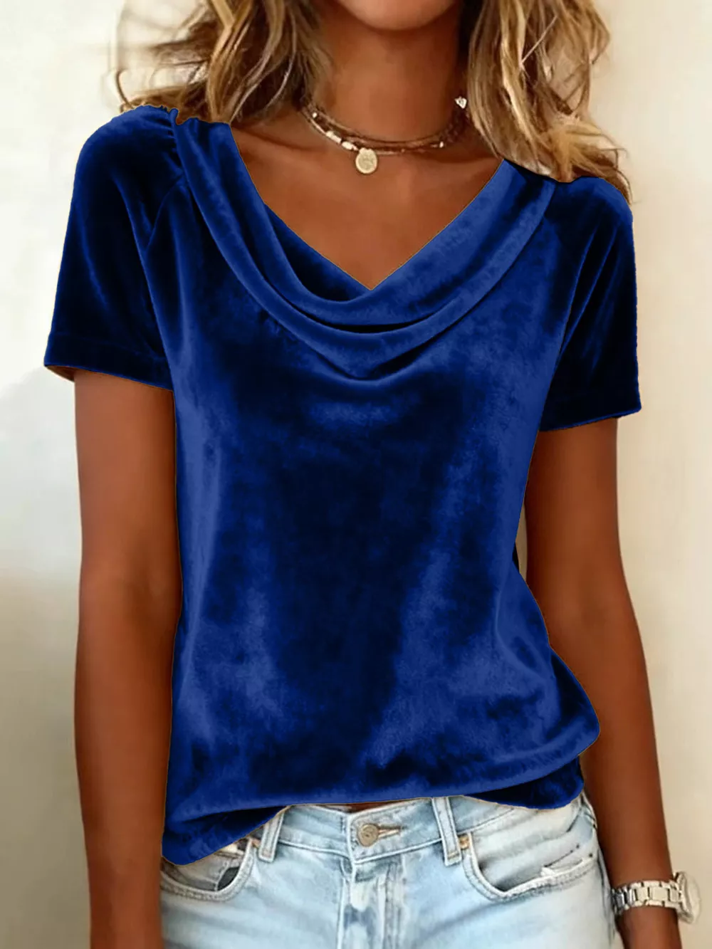 Full Size Cowl Neck Short Sleeve Top Plus Size, image 4