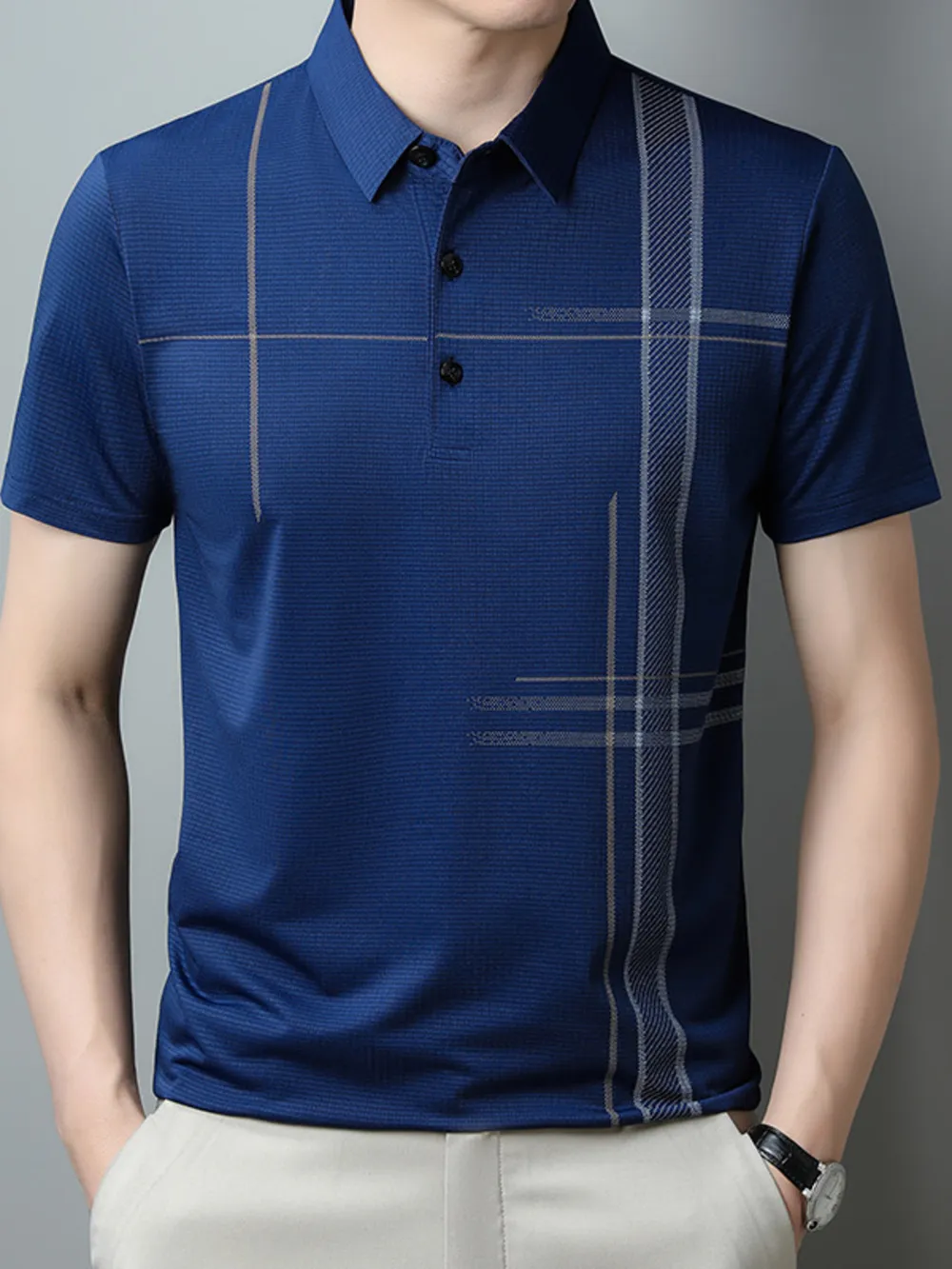 Men's Plus Size Short Sleeve Business Casual Polo Shirt, image 2