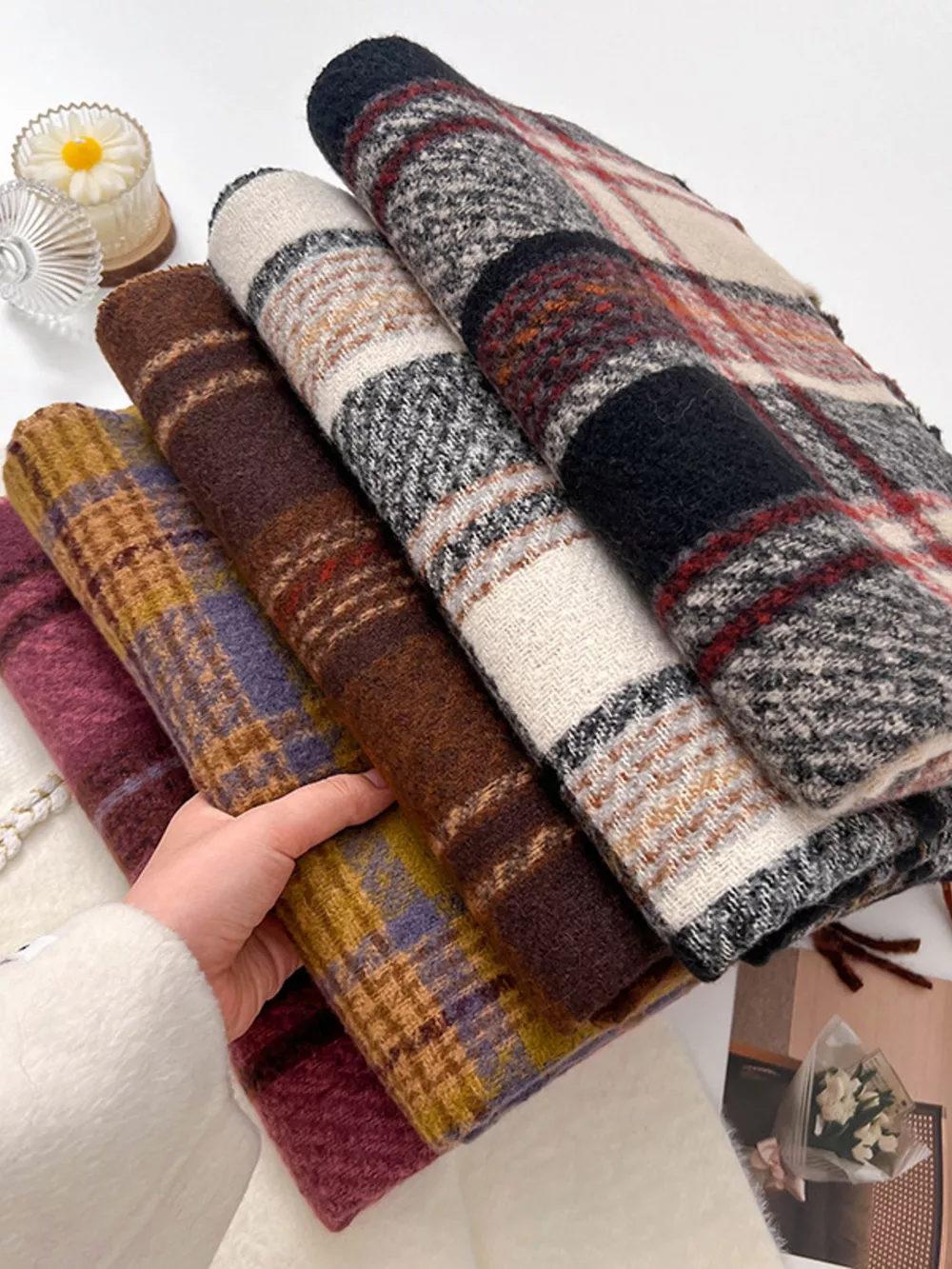 Warm Plaid Winter Scarf, image 2