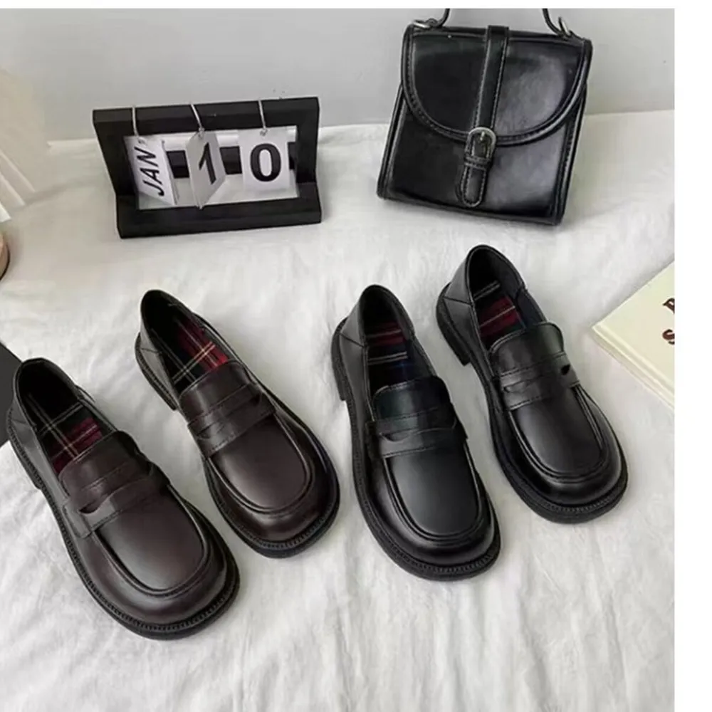 Round Toe Leather Loafers, image 2