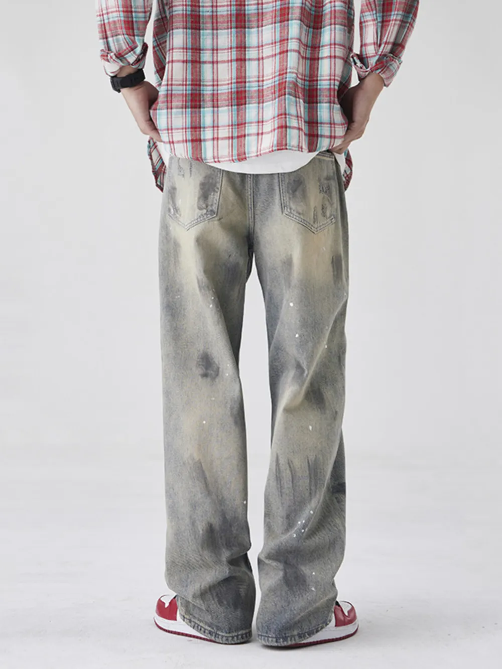 Men's Wash Wide-Leg Jeans, image 4