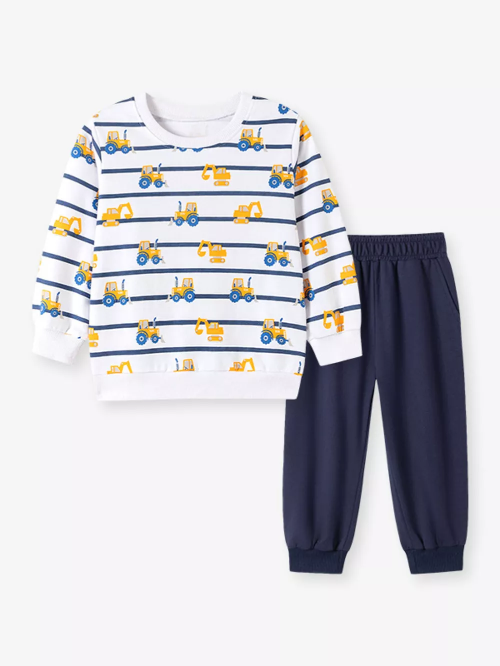 Children's Construction Vehicle Print Long Sleeve Sweatshirt and Pants Set, image 4