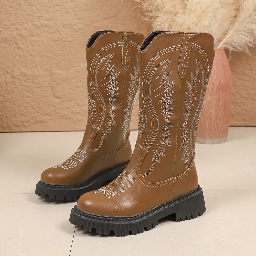 Round Toe Block Heels Boots, image 4