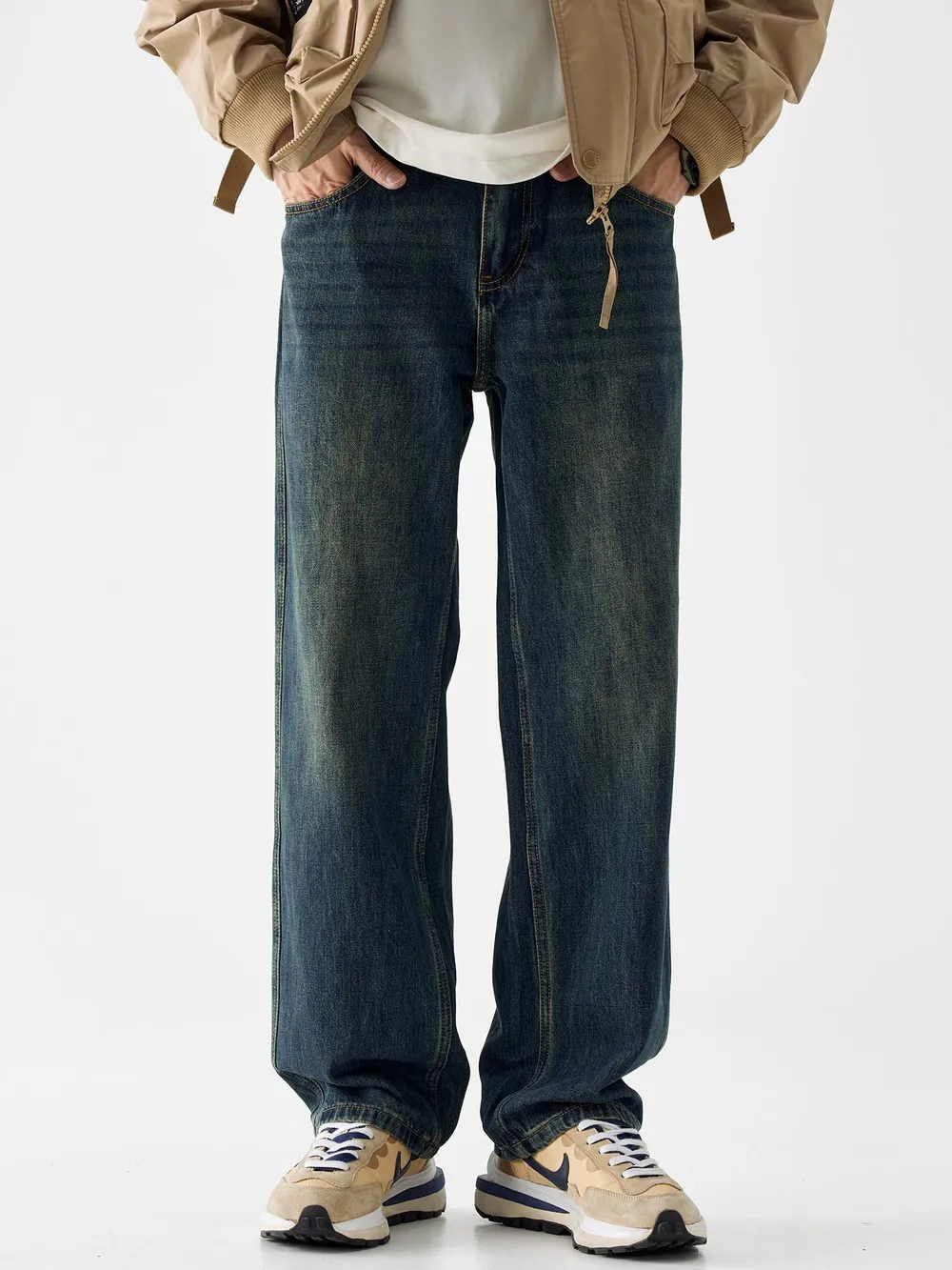 Men's Vintage Wash Loose Fit Jeans, image 6