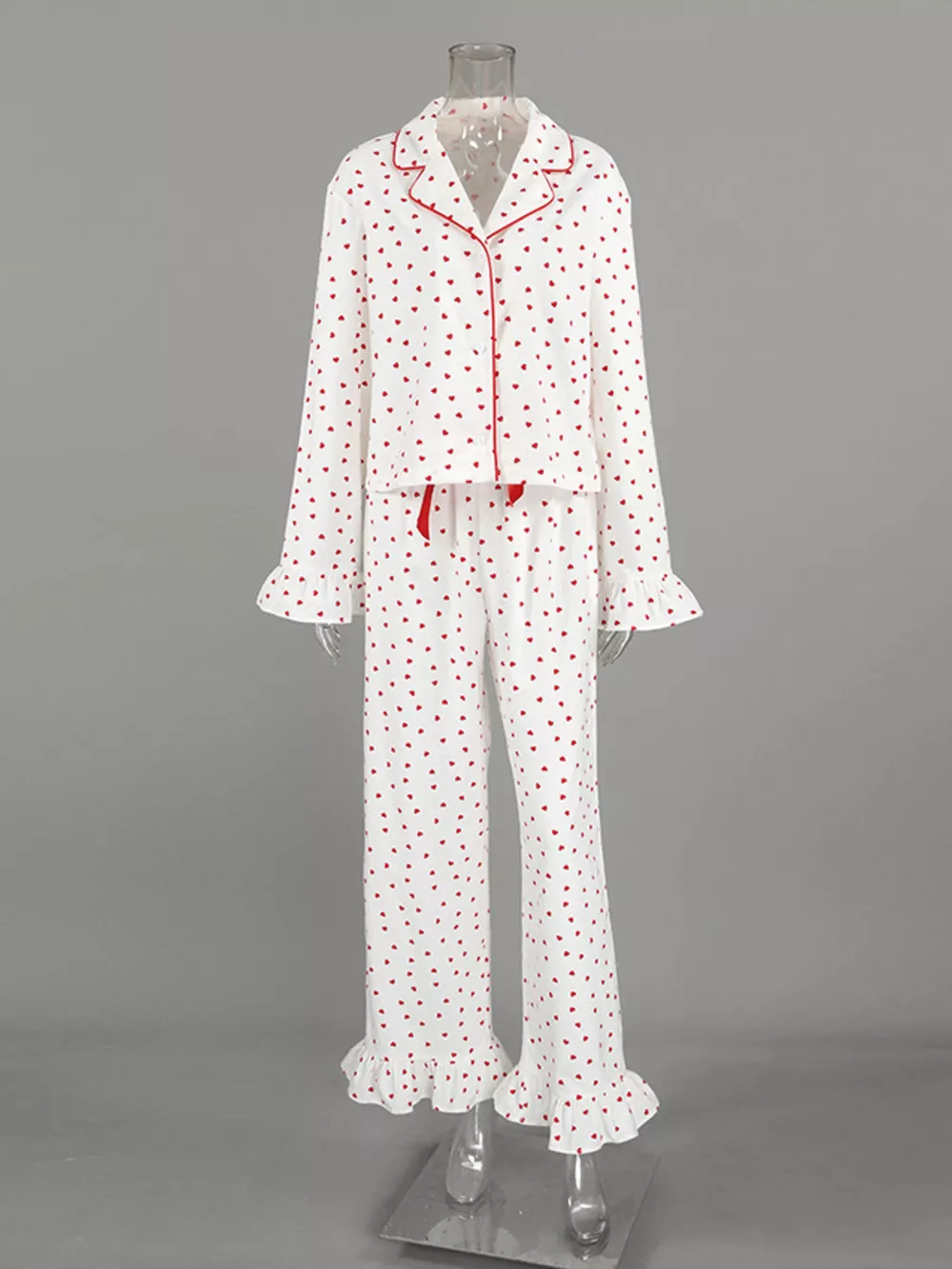 Heart Print Long Sleeve Top and Pants Lounge Set, image 7