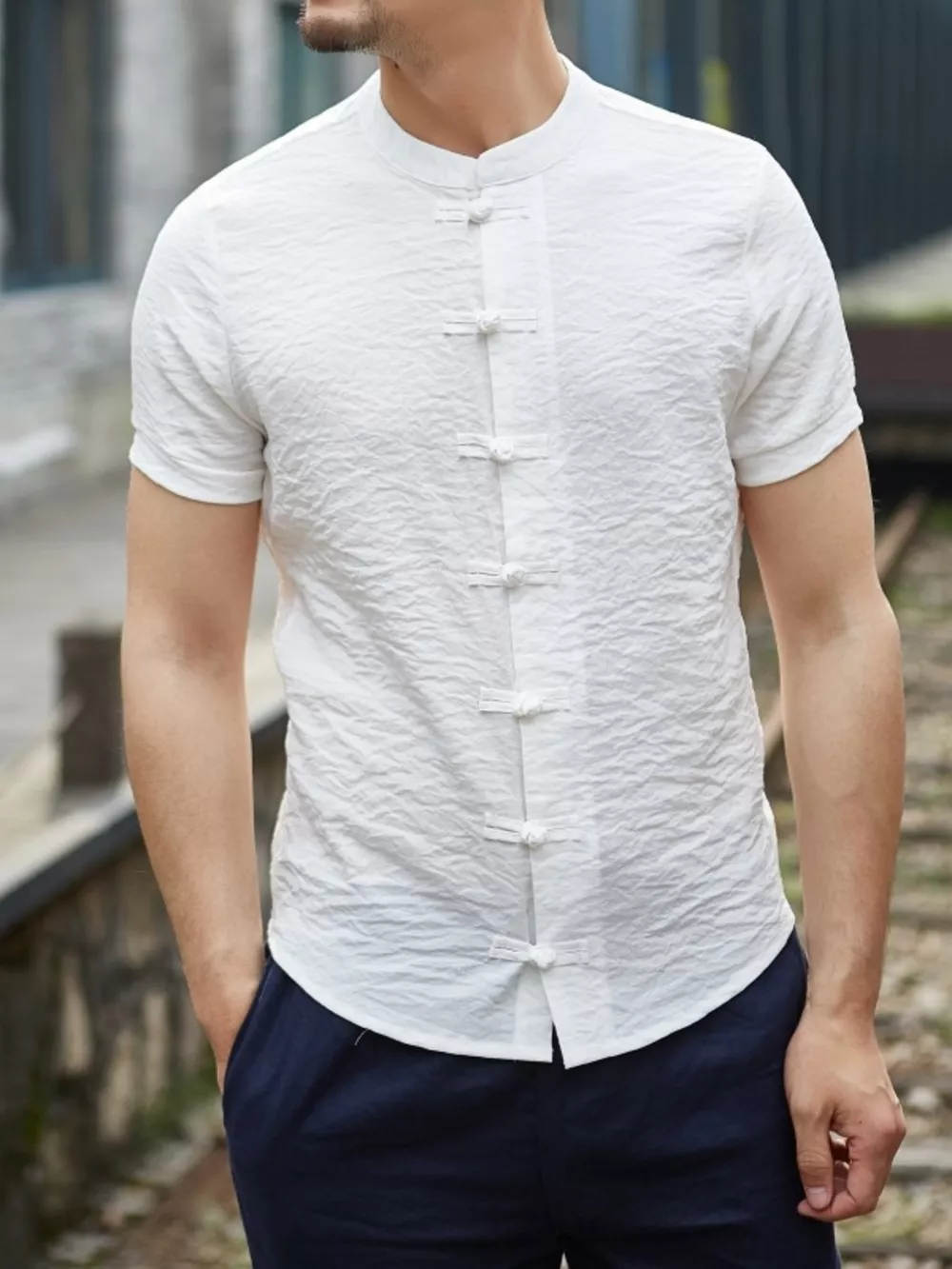 Men's Full Size Chinese Style Short Sleeve Shirt Plus Size, image 7