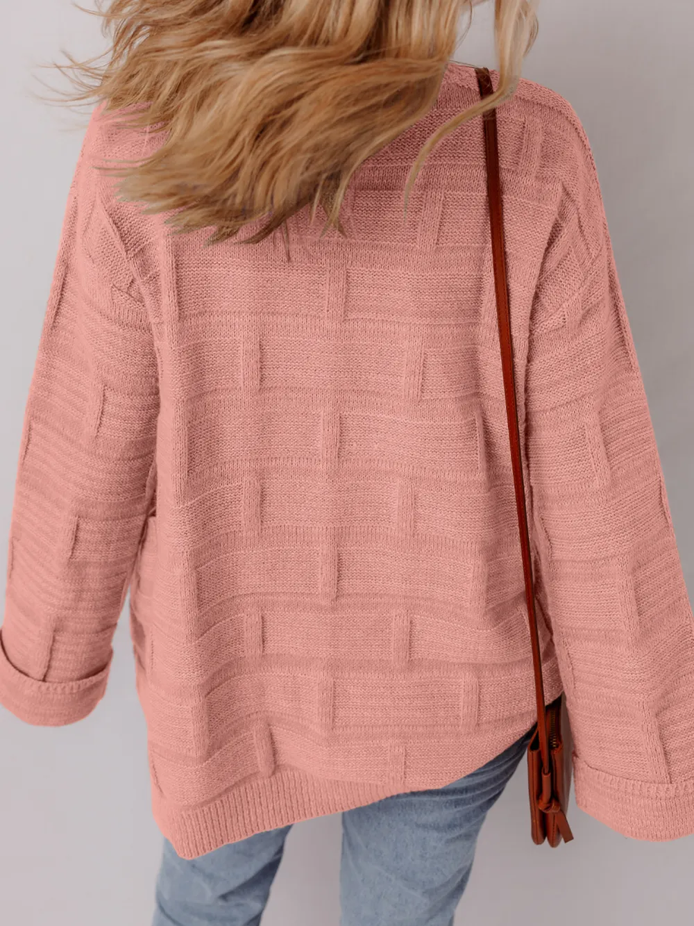 Textured Knit Open Front Cardigan with Pockets, image 17