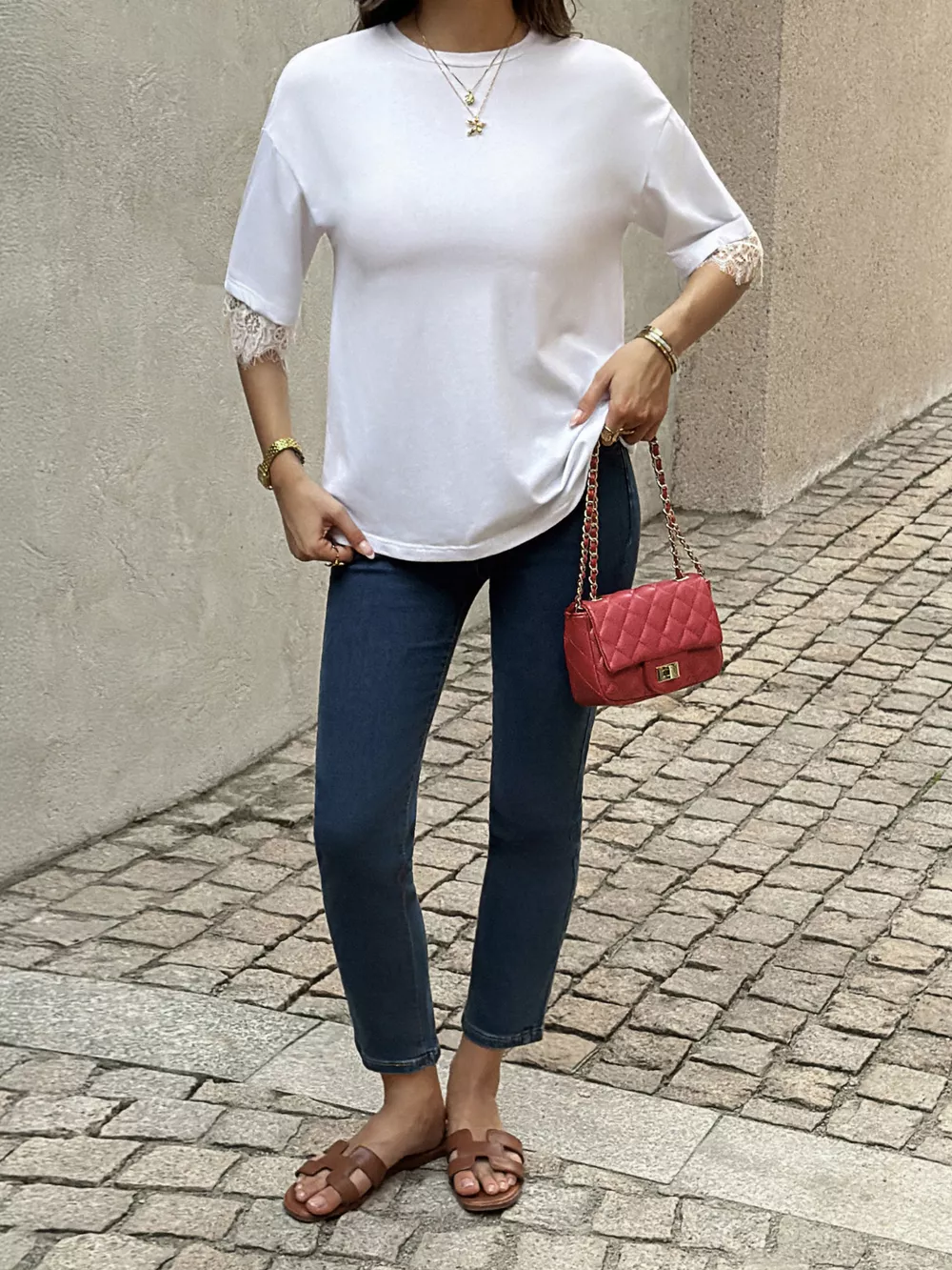 Lace Trimmed Casual T-Shirt, image 4