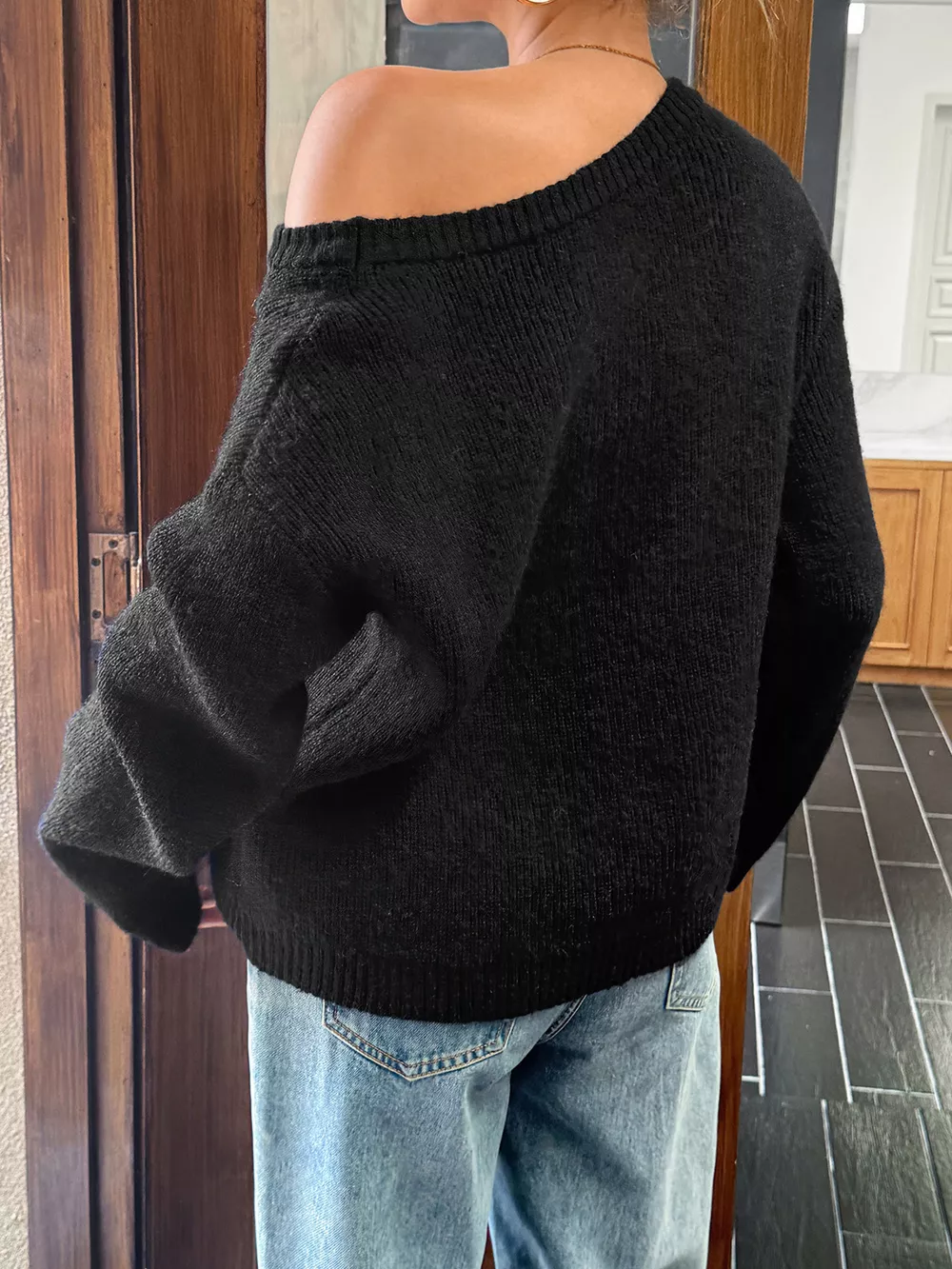 One Shoulder Ribbed Knit Sweater, image 13
