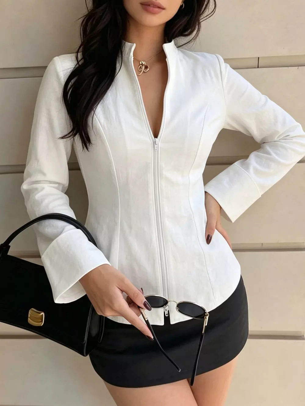Zip Up Long Sleeve Top, image 3