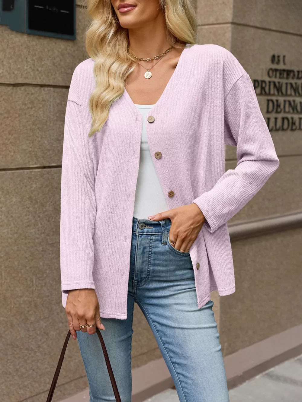 V-Neck Button-Down Cardigan, image 22