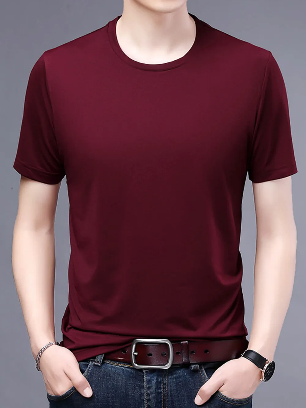 Men's Plus Size Classic Crew Neck Basic T-Shirt, image 7