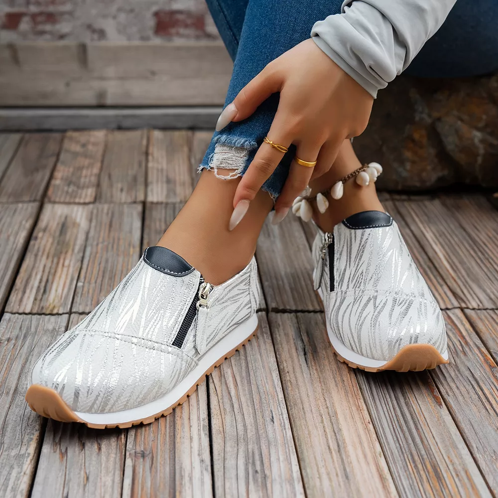 Round Toe Zipper Detail Slip-Ons, image 4