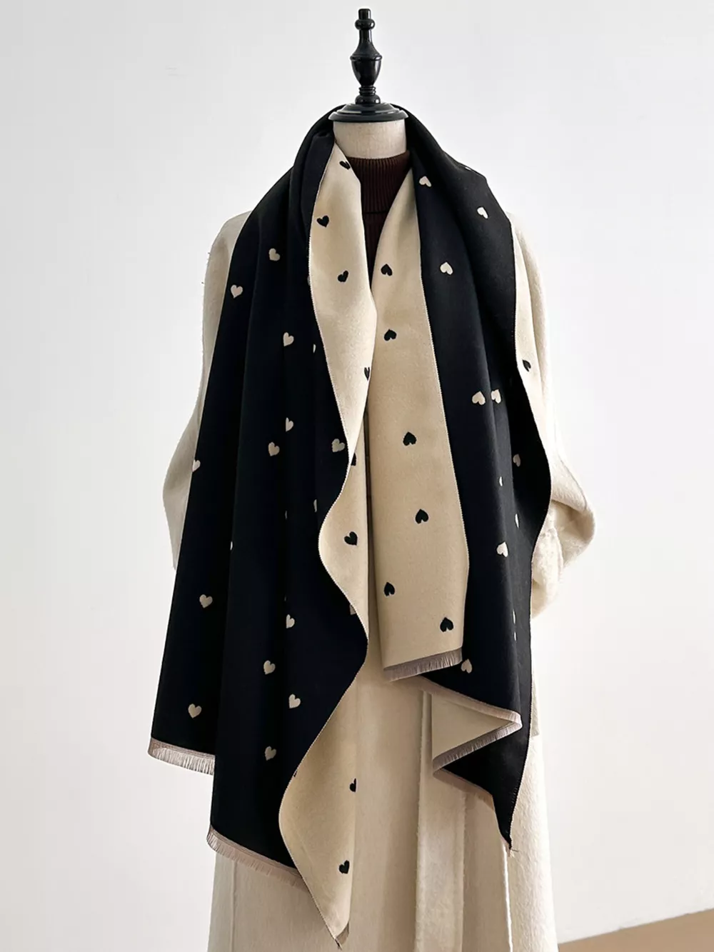 Heart Raw Hem Scarf