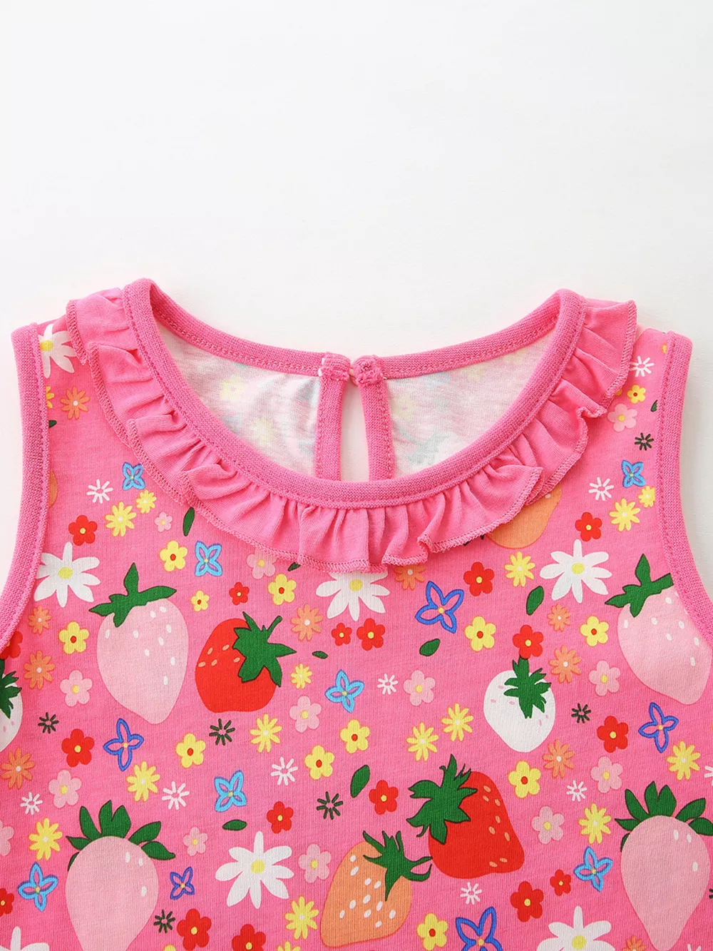 Children's Embroidered Strawberry Print Sleeveless Dress, image 3
