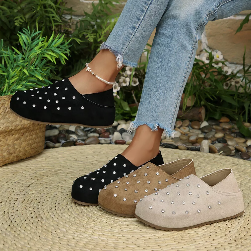 Rhinestone Round Toe Slip-Ons, image 2