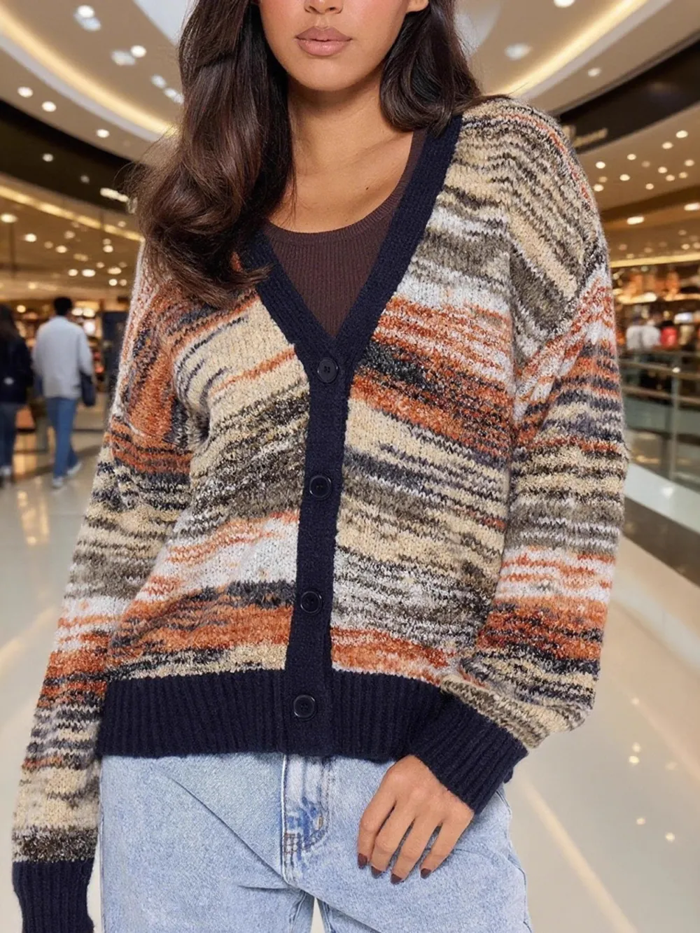 Gradient Stripe Button-Up Cardigan, image 8