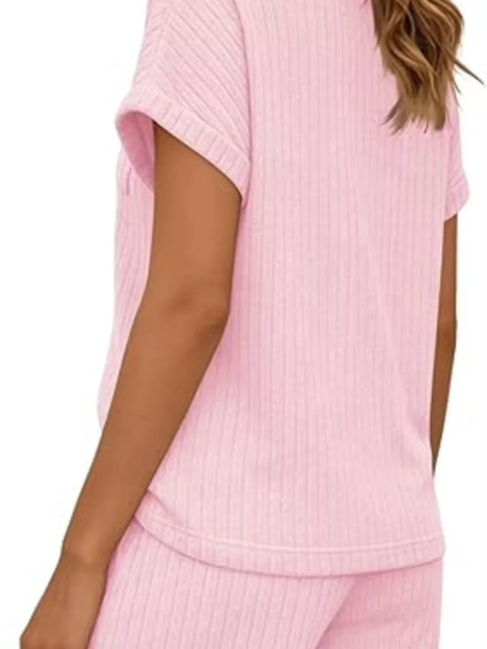 Casual Ribbed Knit Tee and Shorts Set, image 28