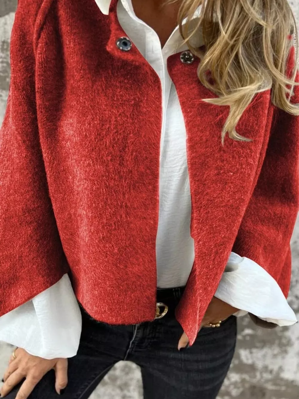 Full Size Dropped Shoulder Fuzzy Knit Cardigan Plus Size, image 17