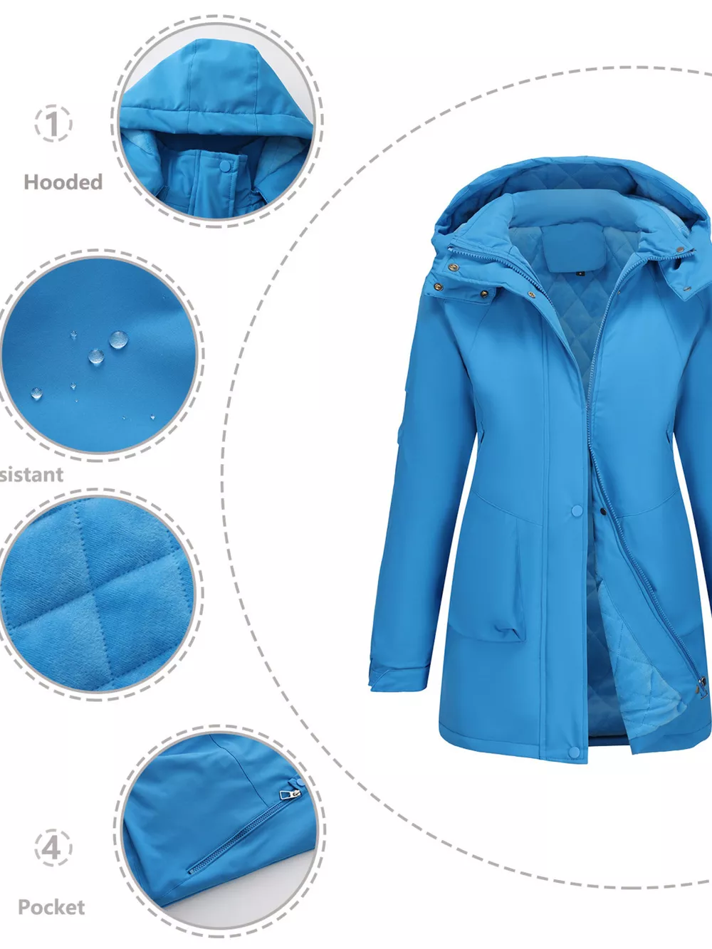 Full Size Hooded Mid-Length Windproof Outerwear Plus Size, image 18