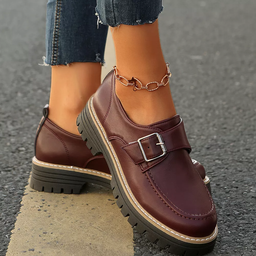 Buckle Accent Chunky Platform Loafers, image 4