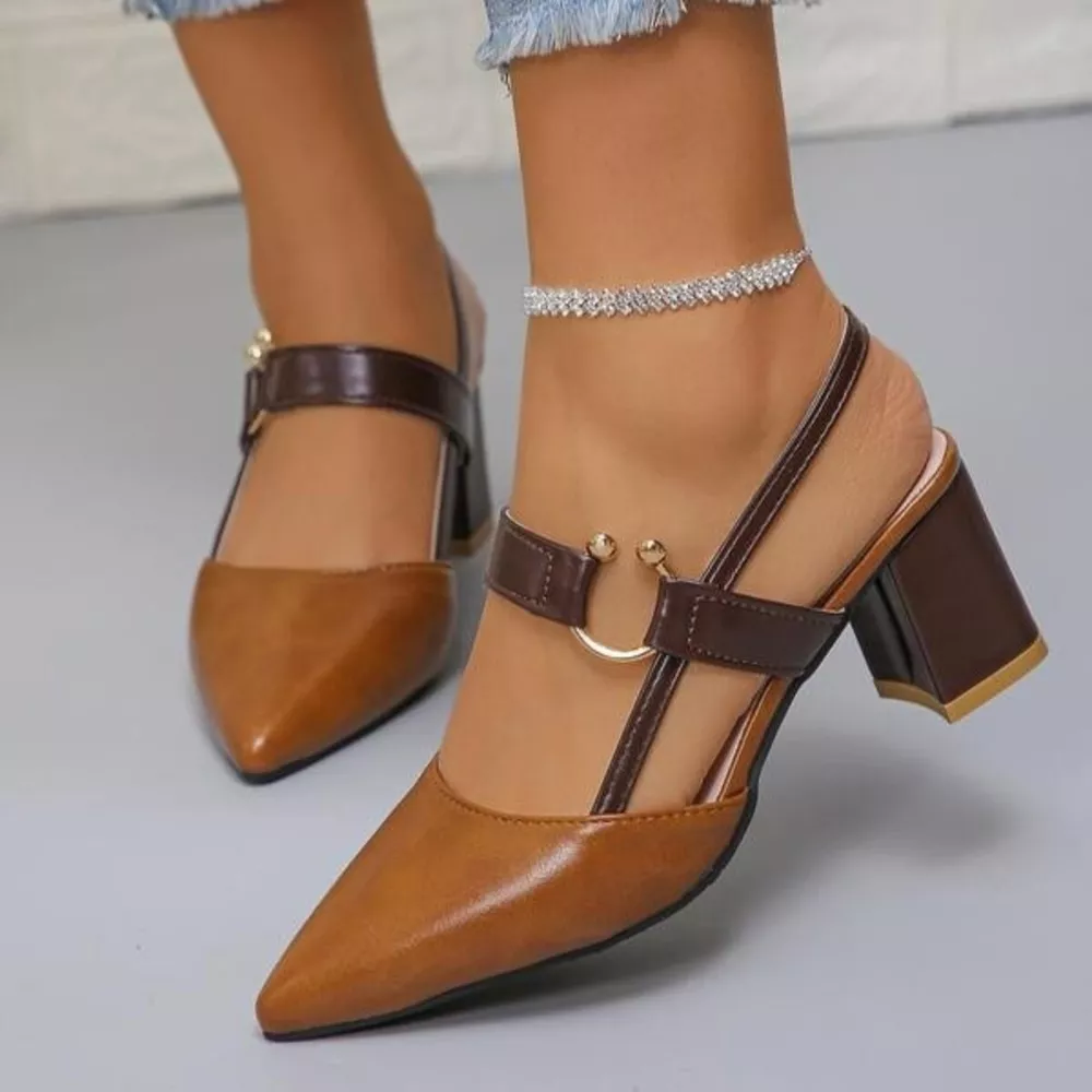 Point Toe Block Heels Sandals