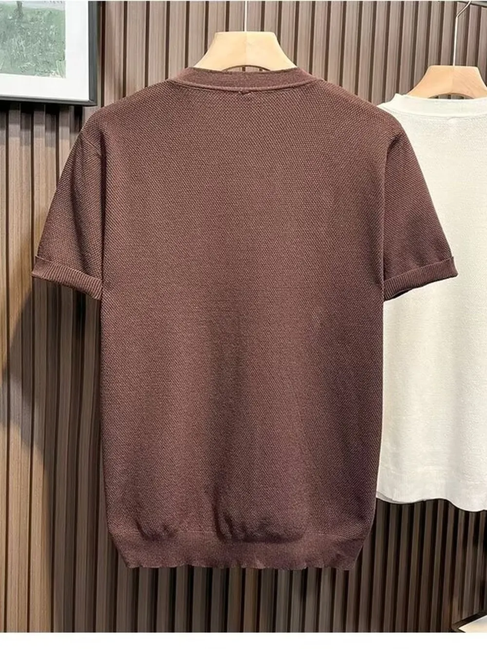 Men's Full Size Classic Short Sleeve Knit T-Shirt with Button Detail Plus Size, image 2